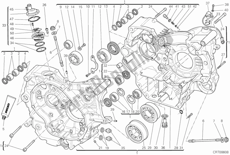 All parts for the Crankcase of the Ducati Monster 795-Thai 2012